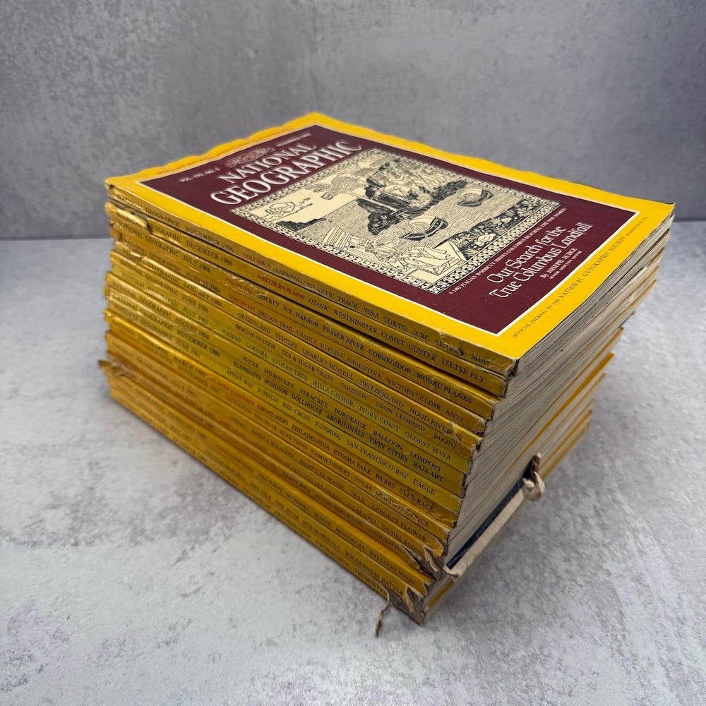 Vintage 1980, 1981, 82, 83, 85, 86 National Geographic Magazine Bundle of 18‎